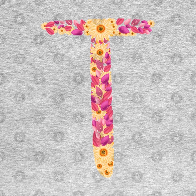 Letter T flowers alphabet colorful T by Imadit4u